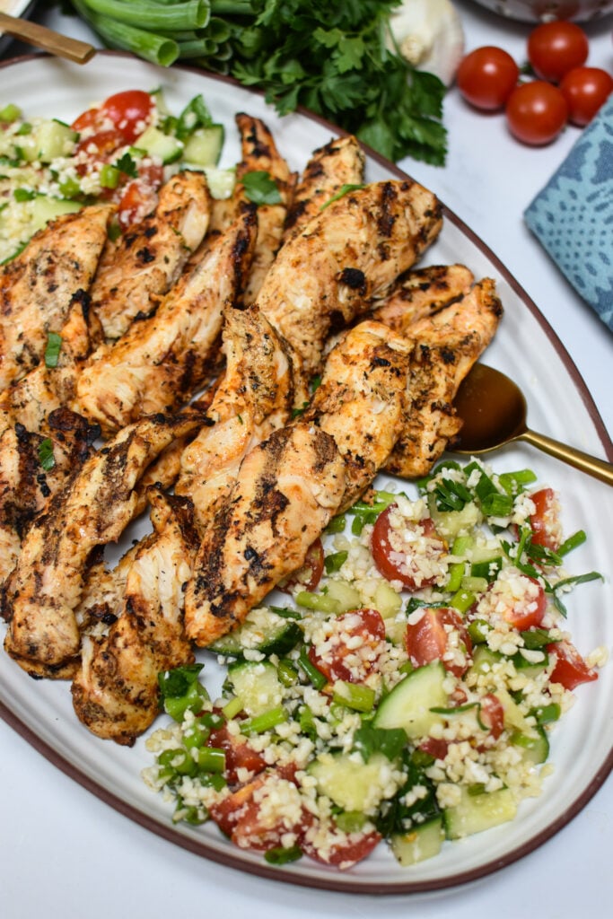 Yogurt Marinated Chicken with tabbouleh