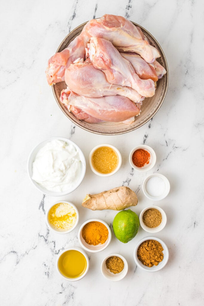 Air Fryer Tandoori Chicken Legs ingredients.