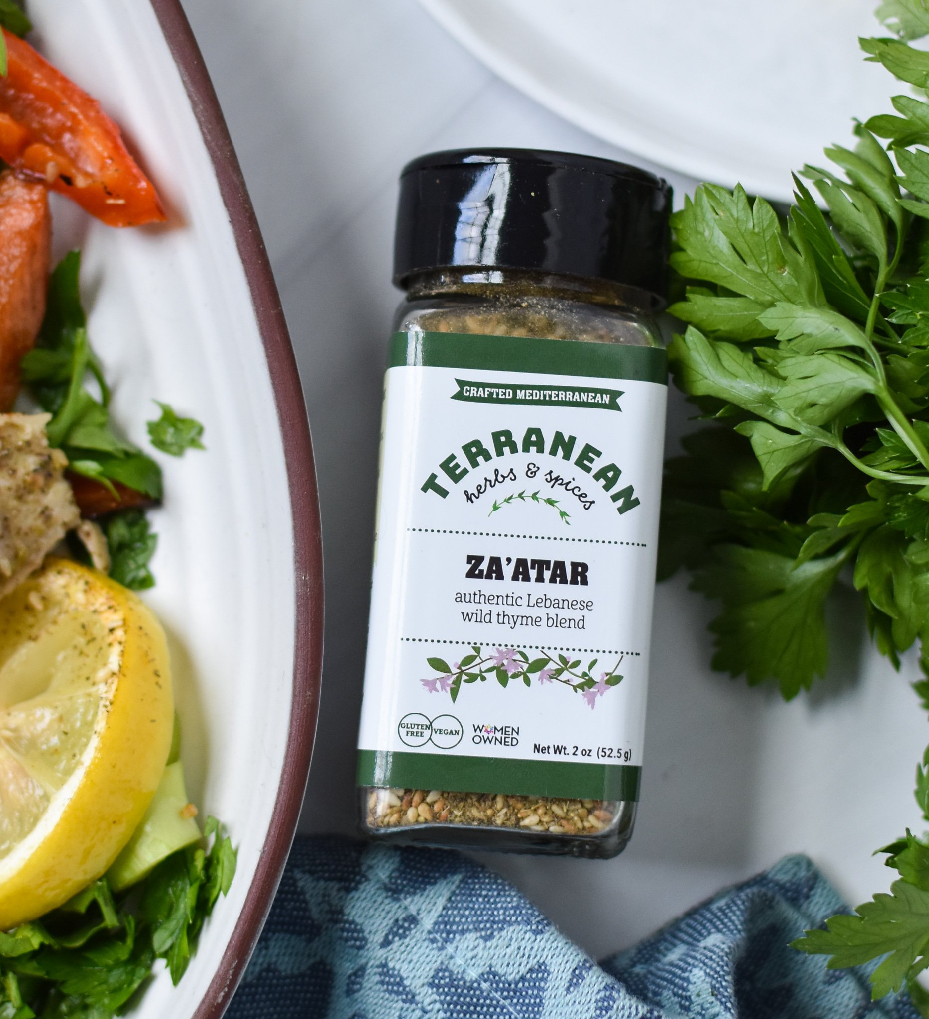 Mediterranean Baked Tilapia Recipe za'atar container.