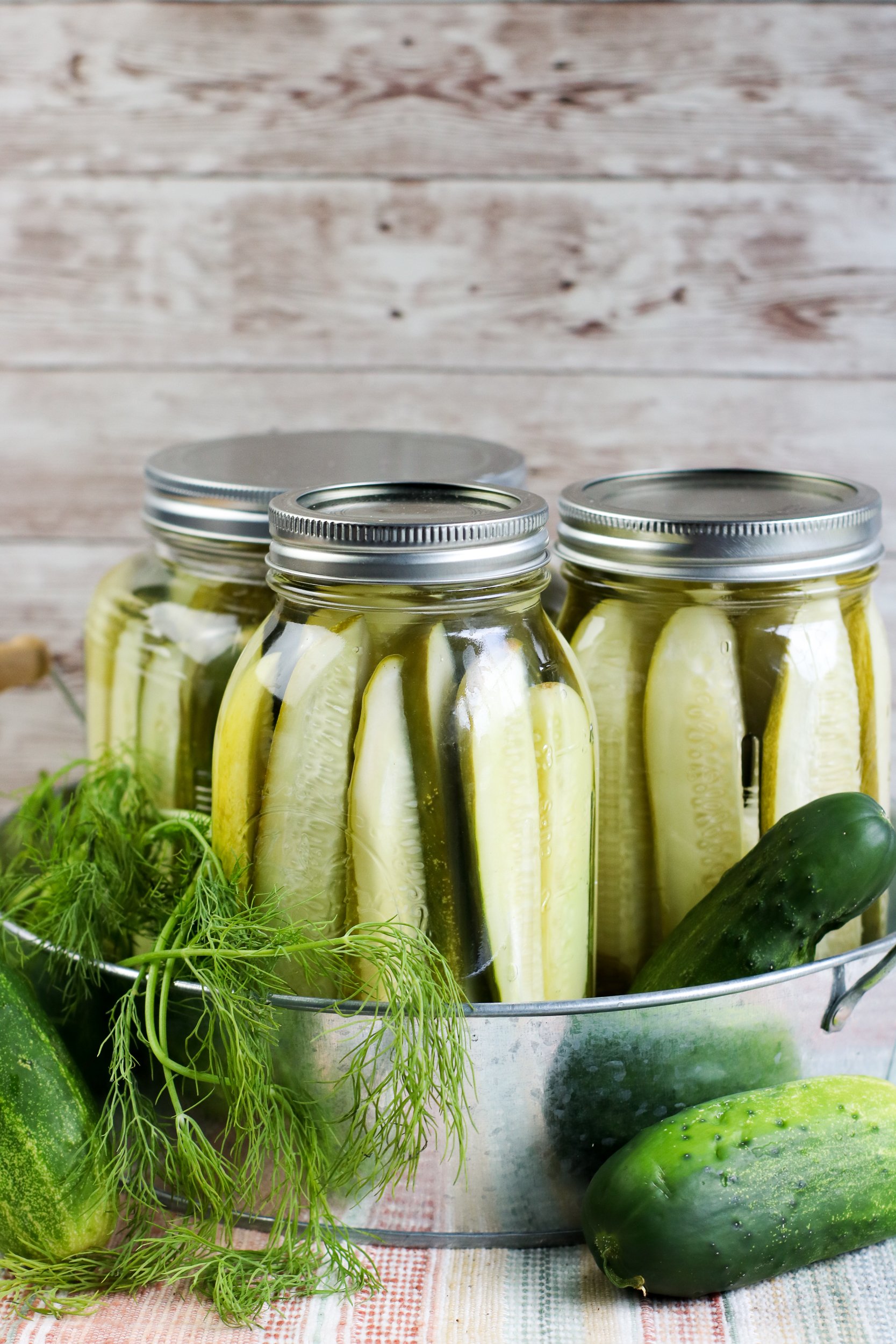 Refrigerator Dill Pickles in a jar. 