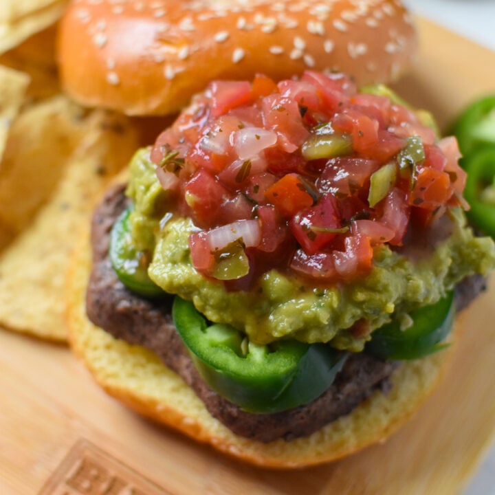 Tex Mex Burger with pico de gallo.