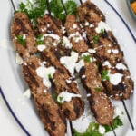 Turkey Kofta Kebab Recipe on a white platter.
