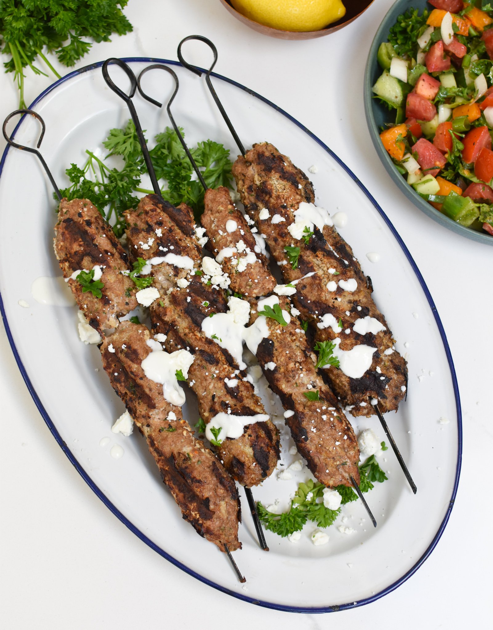 Turkey Kofta Kebab Recipe with yogurt sauce. 