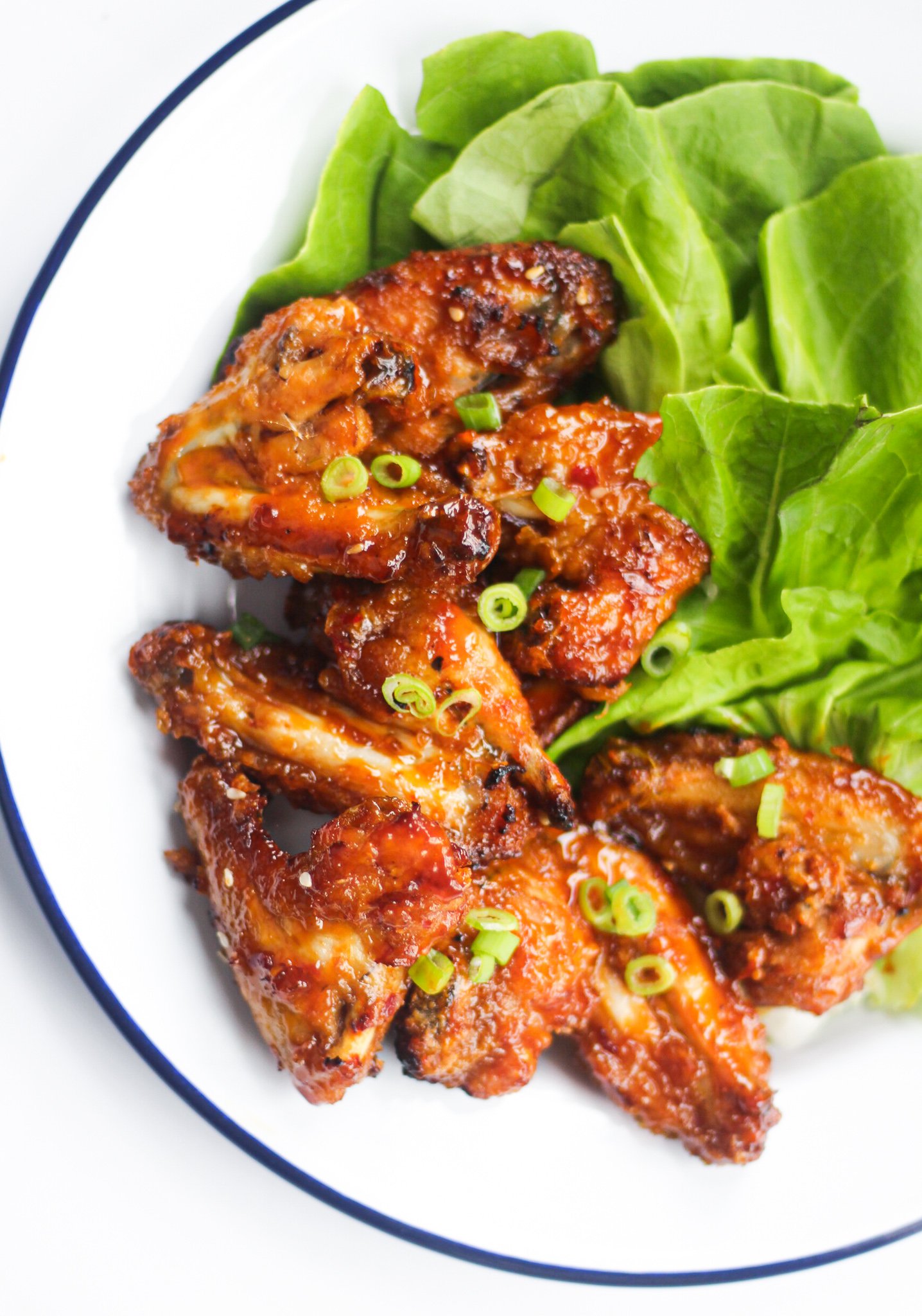 Air Fryer Chicken Wings Recipe on a white plate.
