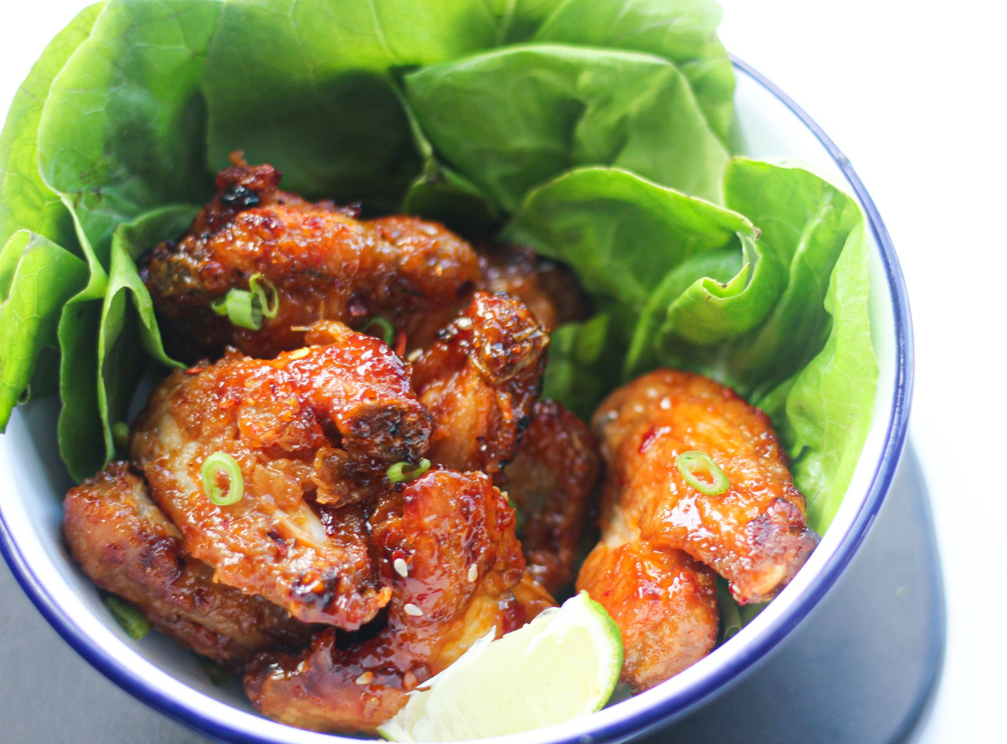 Air Fryer Chicken Wings Recipe with lettuce.