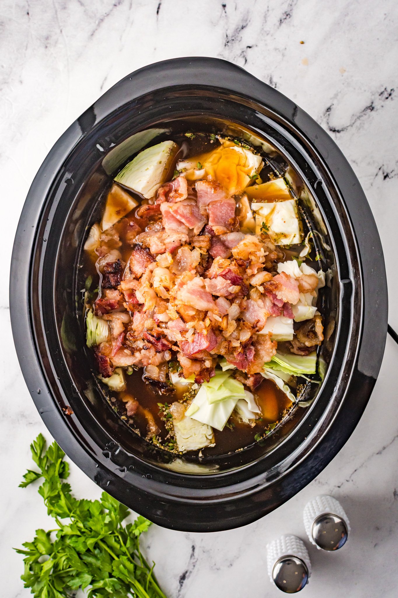 Cabbage Roll Soup in slow cooker.
