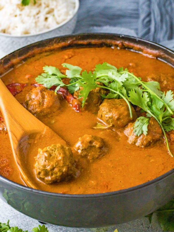Curry Meatballs Recipe with cilantro.