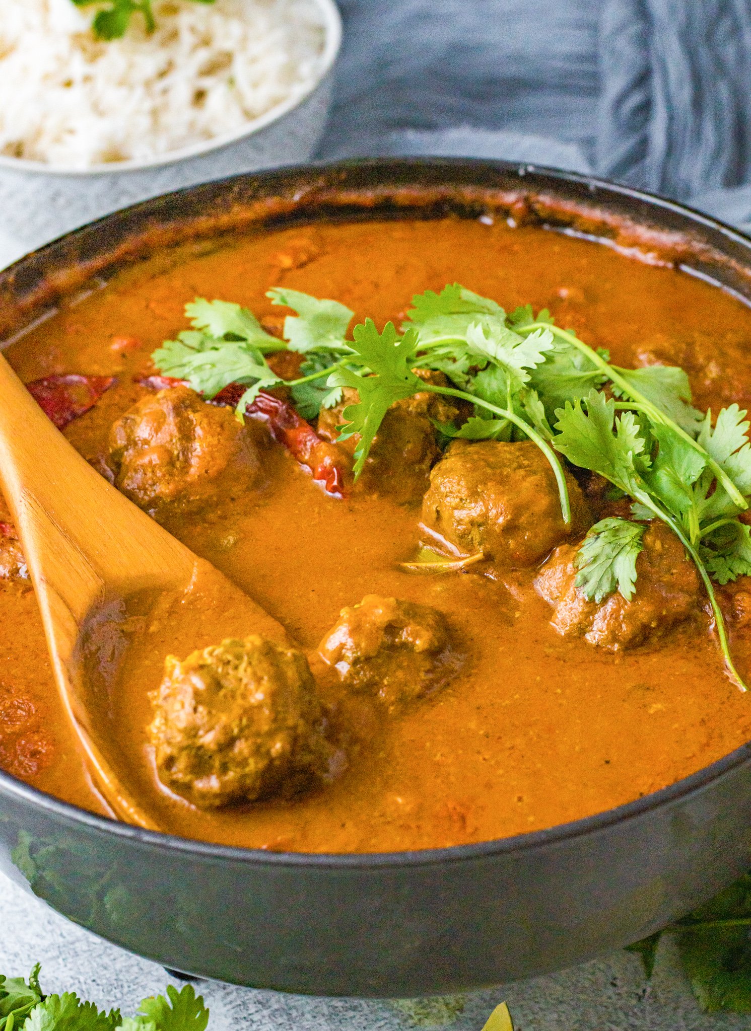 Curry Meatballs Recipe with cilantro. 
