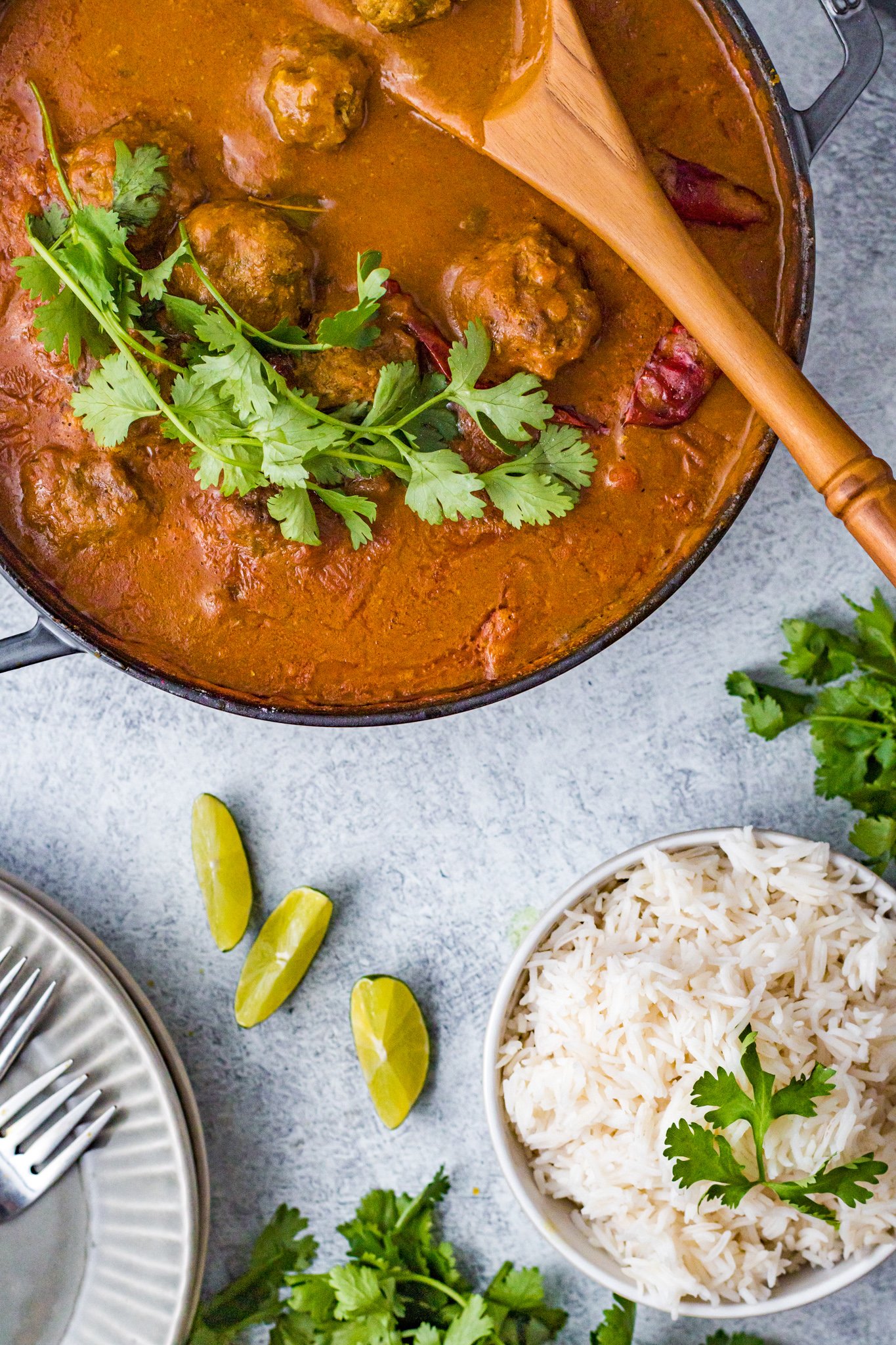 Curry Meatballs Recipe with spoon.