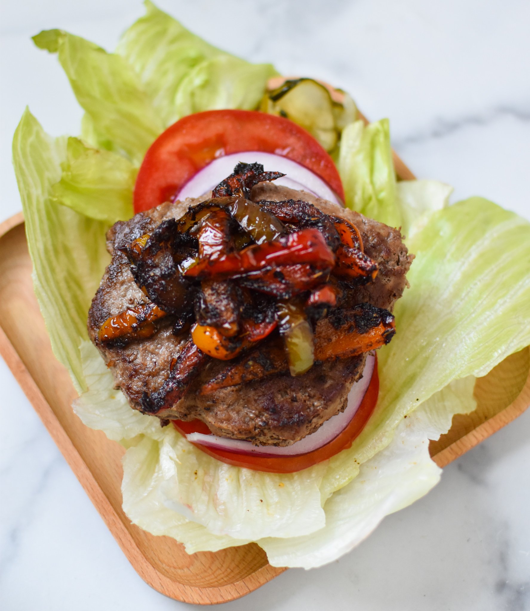 Fajita Lettuce Burger on lettuce.