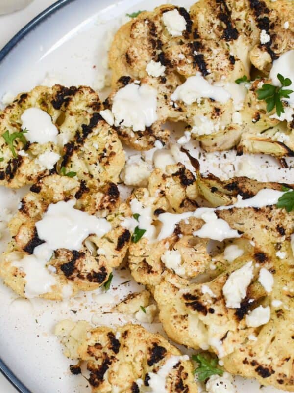Grilled Cauliflower Steaks with Yogurt Tahini Sauce 1200 x 1200