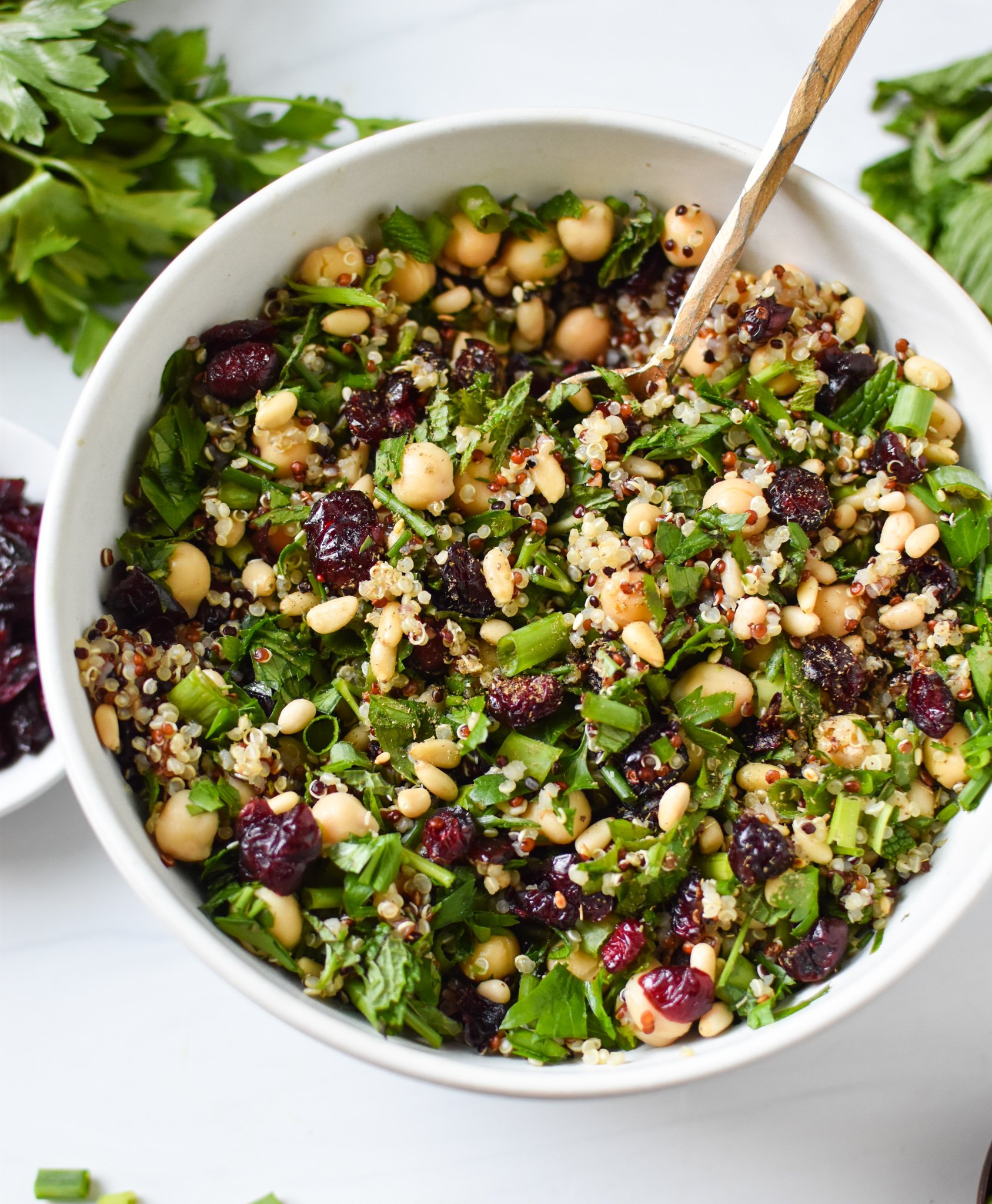 Mediterranean Stuffed Acorn Squash salad in a bowl.
