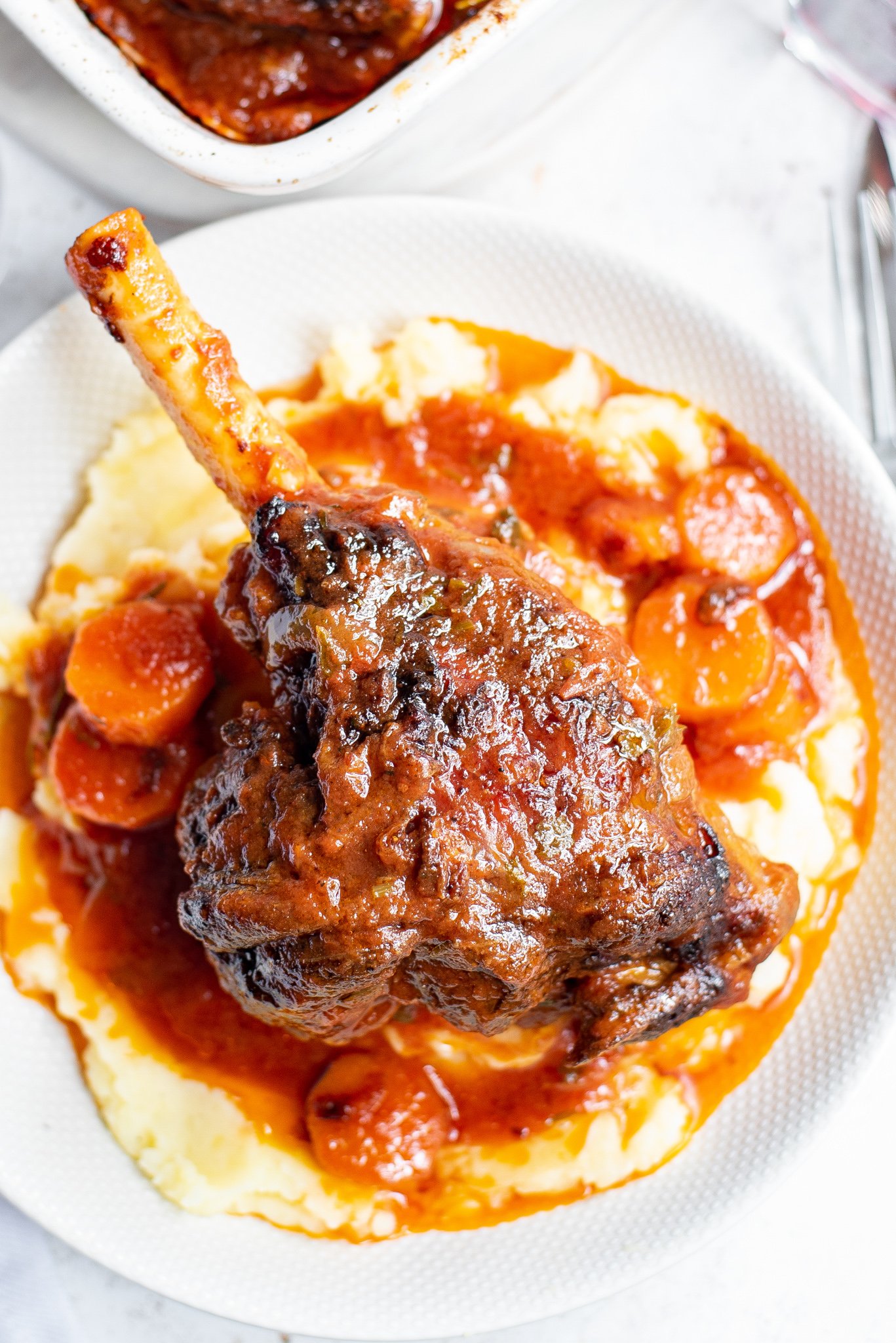 Braised Lamb Shanks Recipe with carrots. 