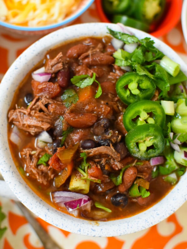 Chili Con Carne with jalapeños.