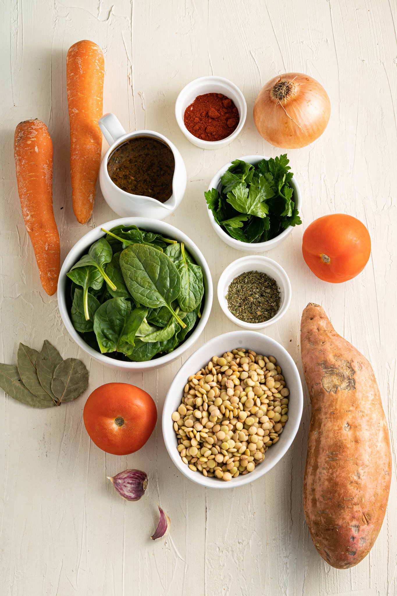 Lentil Sweet Potato Stew Recipe ingredients. 