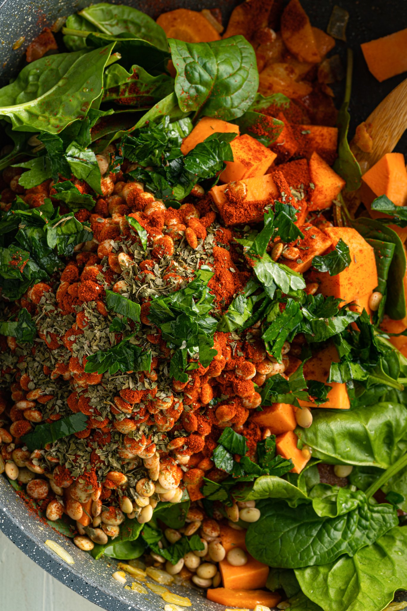 Lentil Sweet Potato Stew Recipe with spices. 