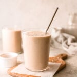 Oat Smoothie Recipe in a glass cup.