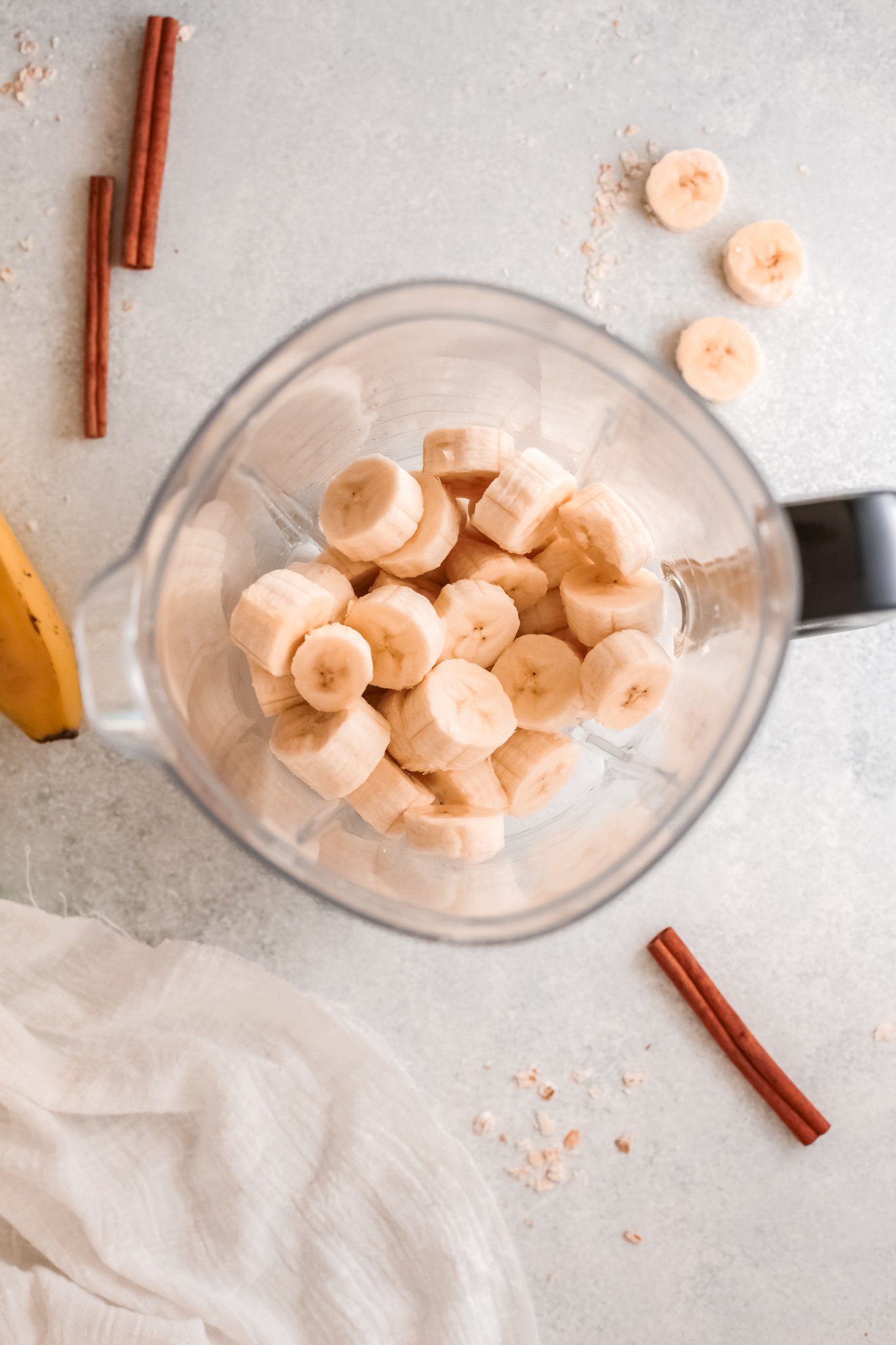 Oat Smoothie Recipe bananas in a blender.