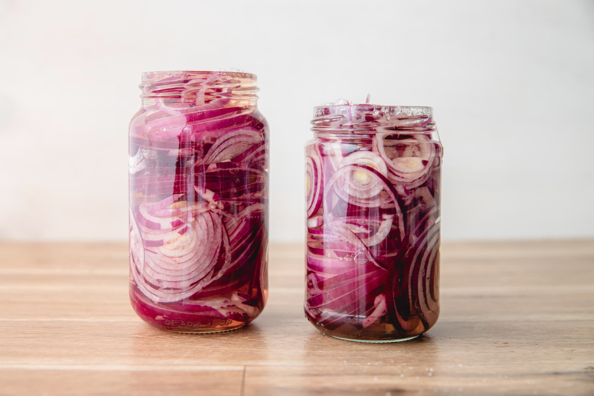 Quick Pickled Red Onions in mason jars. 