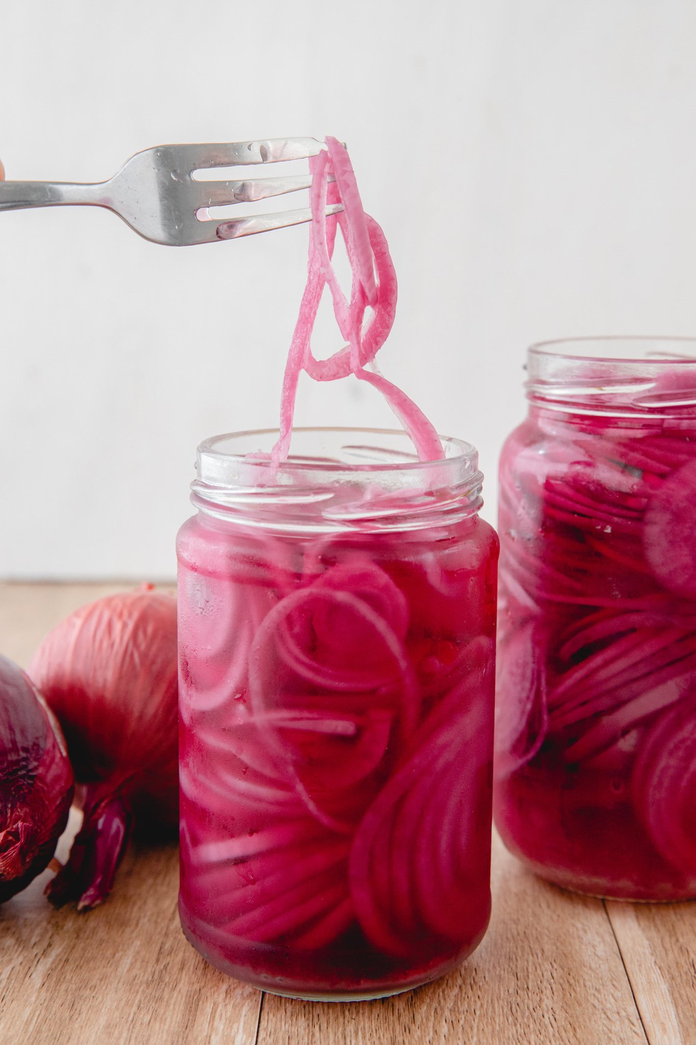 Quick Pickled Red Onions in jar.