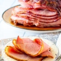 Apple Cider Glazed Ham Recipe on plate.