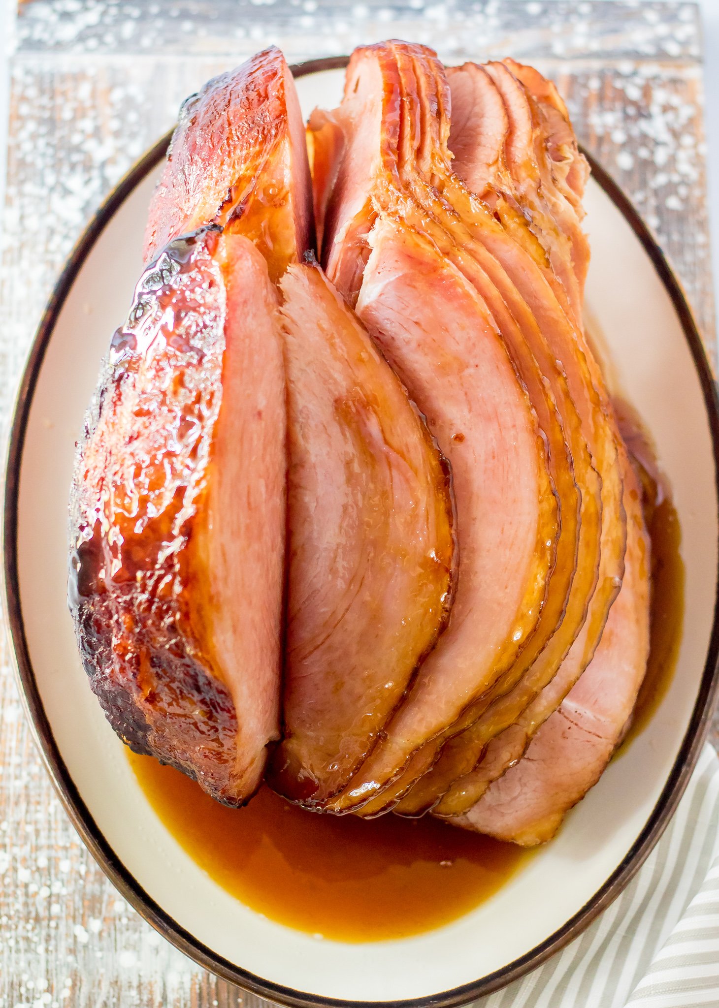 Apple Cider Glazed Ham Recipe in a dish.