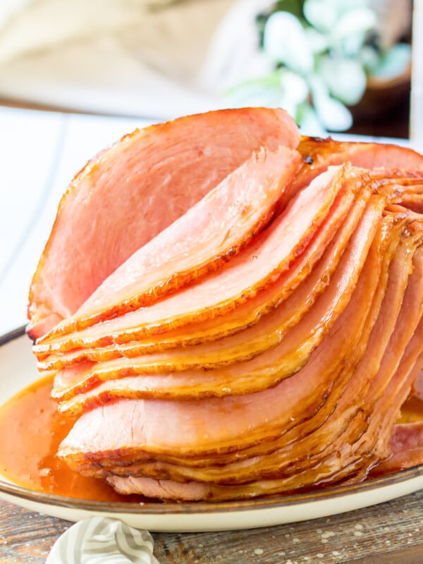 Apple Cider Glazed Ham Recipe on a platter.