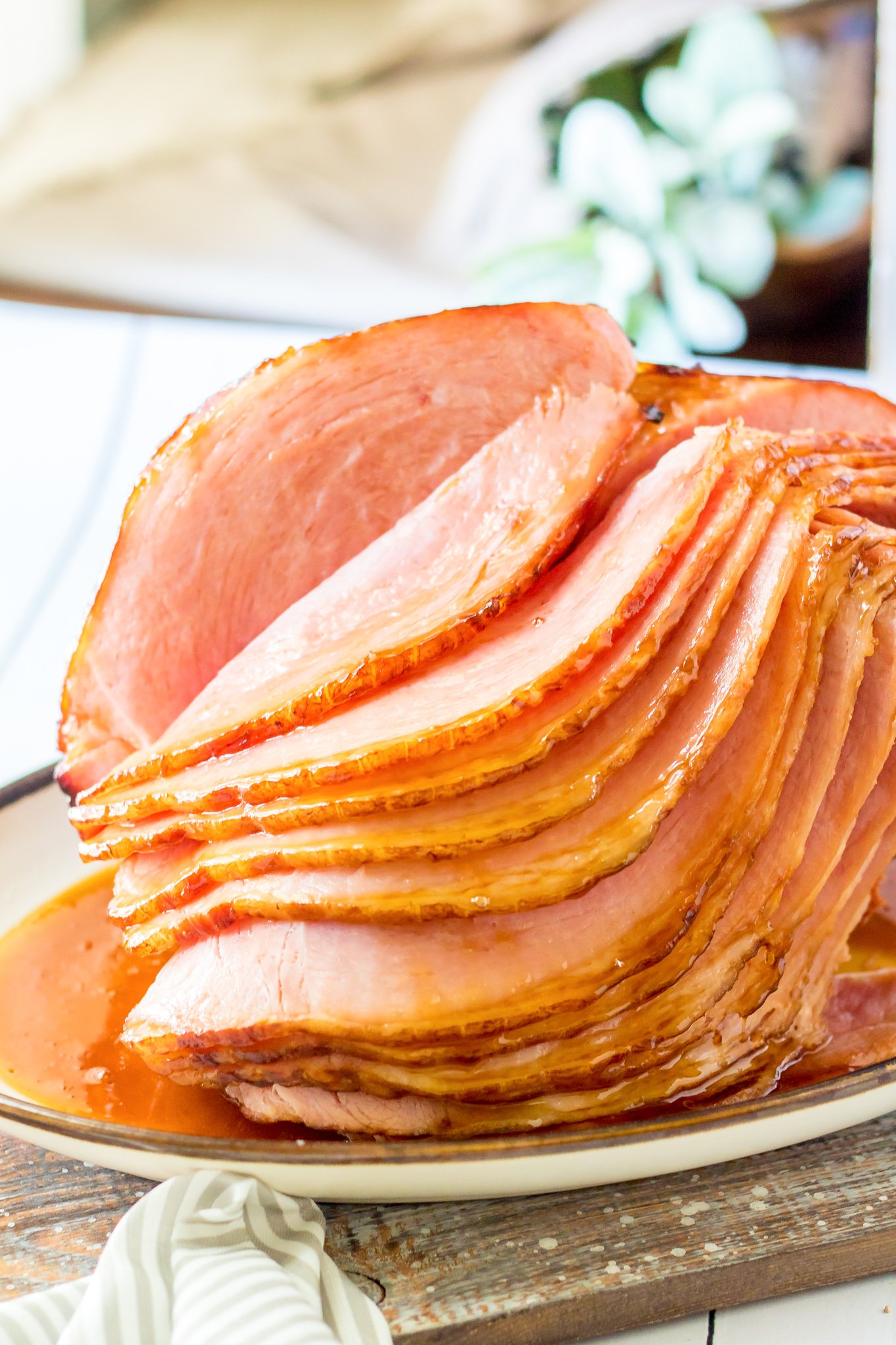 Apple Cider Glazed Ham Recipe on a platter.