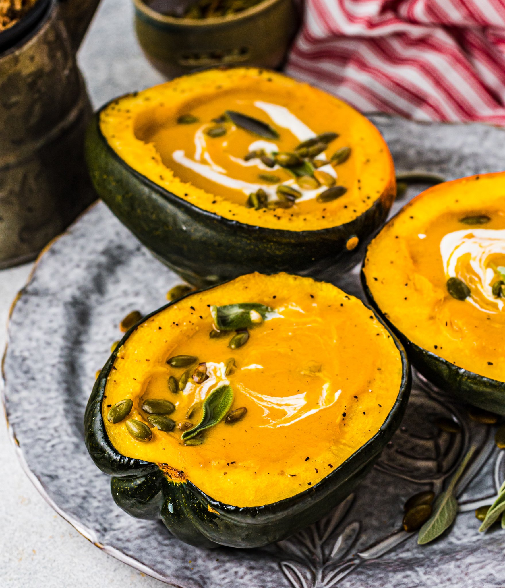 Butternut Squash and Sweet Potato Soup soup in a bowl.