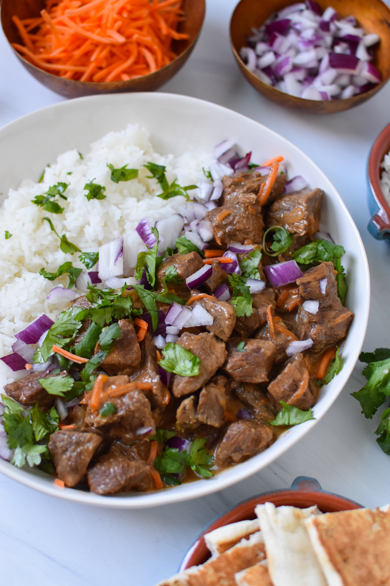 Slow Cooker Beef Curry with cilantro.
