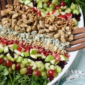 Timeless Waldorf Salad 8 Classic Waldorf Salad with chicken, apples, grapes, and walnuts.