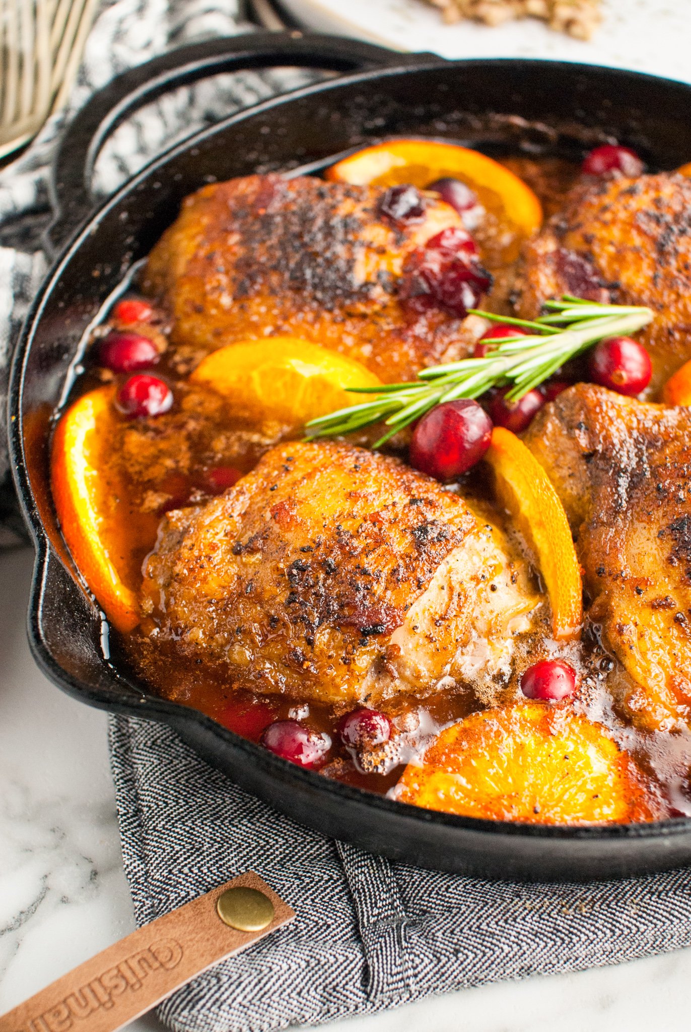 Easy Baked Chicken Thighs with rosemary.