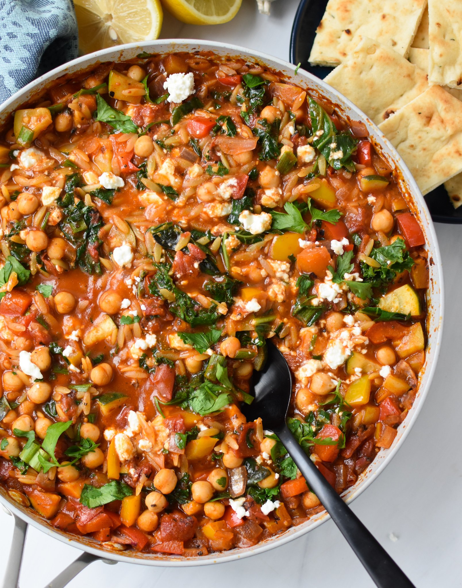 Mediterranean Orzo Pasta Recipe in a pan.