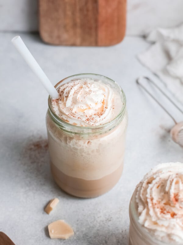 White Chocolate Frappuccino with straw.