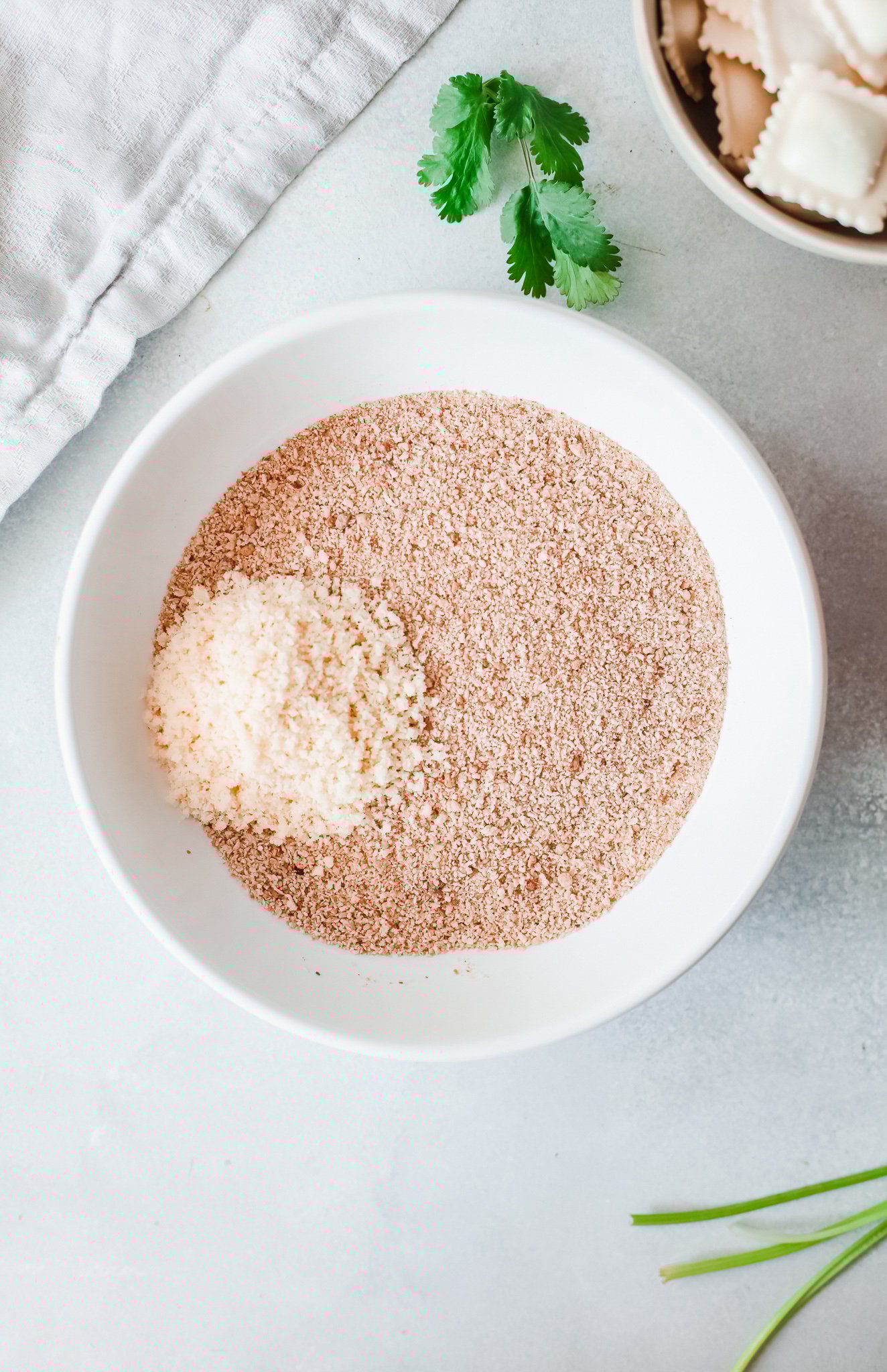 Air Fried Ravioli breadcrumbs in a bowl.