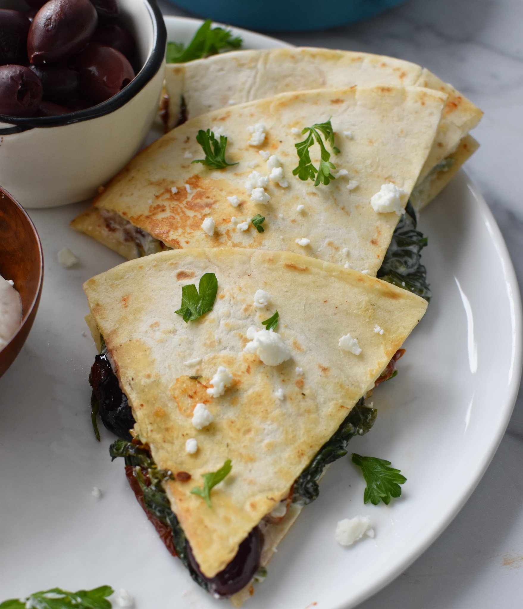 Easy Vegetarian Quesadilla Recipe with feta cheese. 