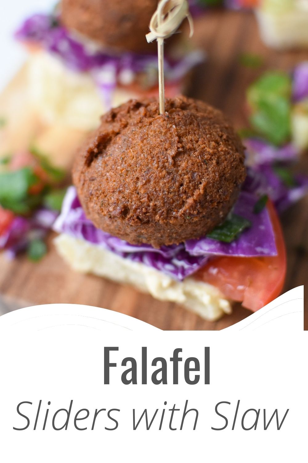 Falafel Sliders with Tahini Slaw with logo. 