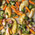 Sheet Pan Lemon Parmesan Chicken Tenders on a baking sheet.