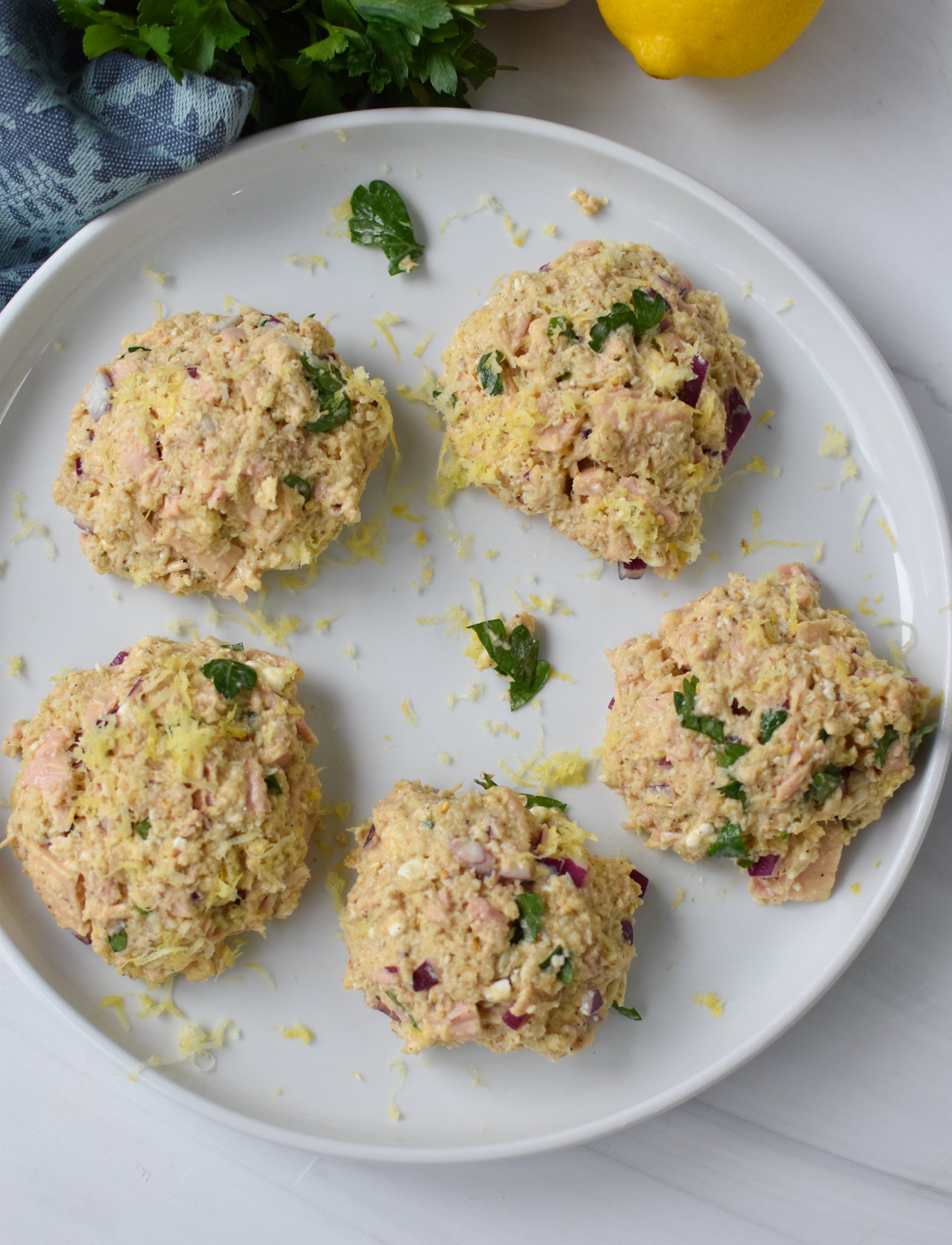 Mediterranean Tuna Patties Recipe tuna cakes formed.