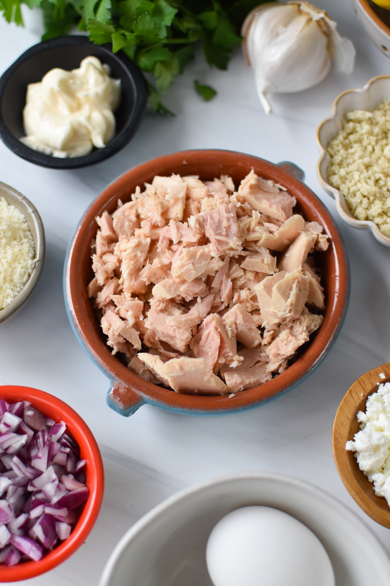 Mediterranean Tuna Patties Recipe ingredients.