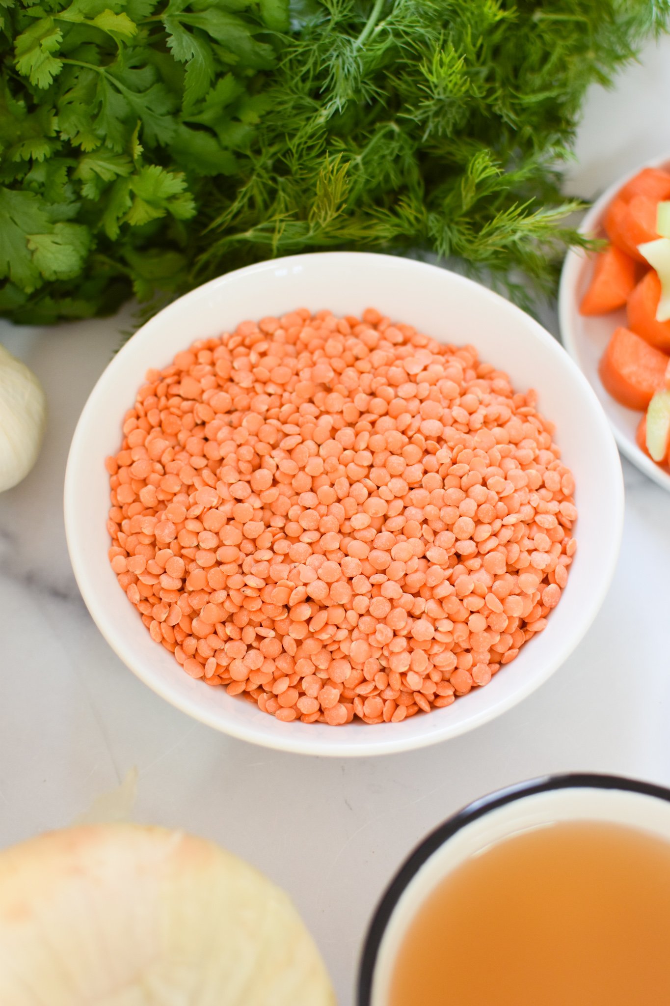 Lemon Lentil Soup Recipe lentils in a bowl.