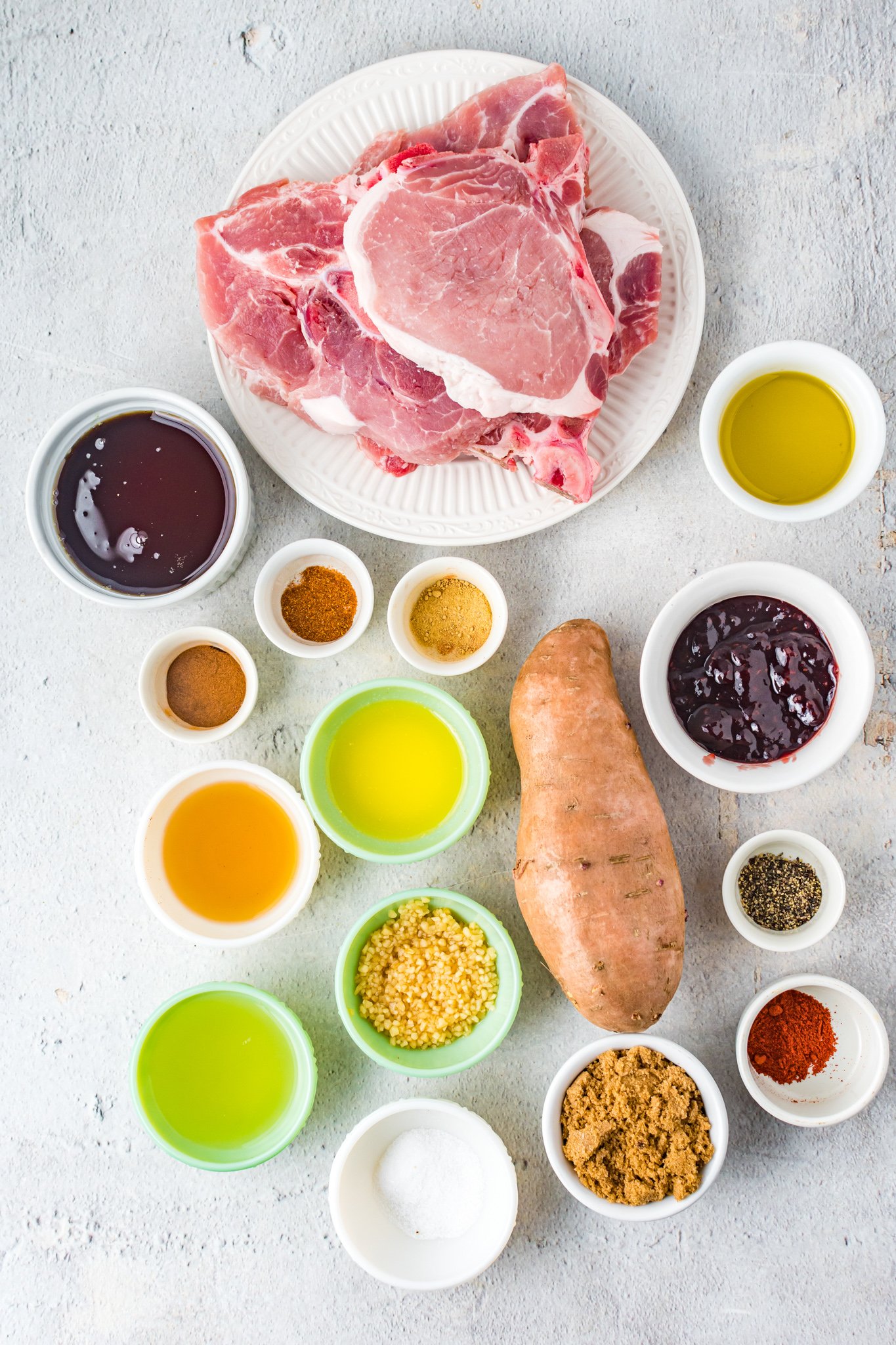 Maple Bourbon Pork Chops Recipe ingredients. 