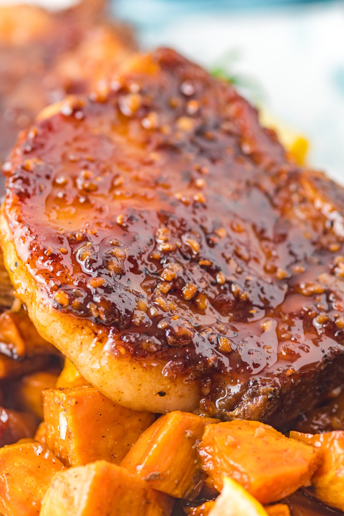 Maple Bourbon Pork Chops Recipe with glaze.