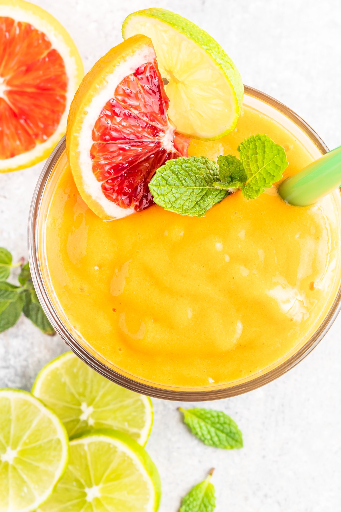 Orange Smoothie Recipe with oranges and mint.