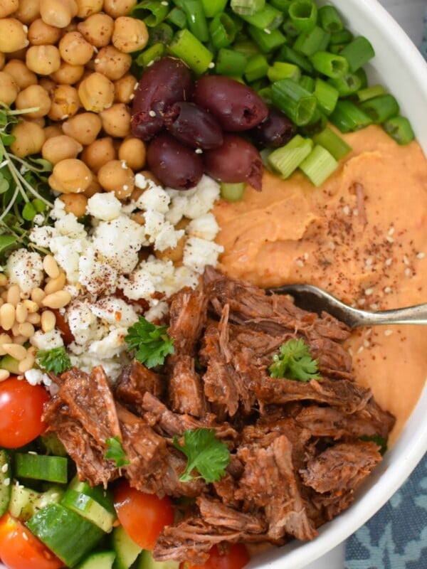 Slow Cooker Shredded Beef Hummus Bowls 1200 x 1200