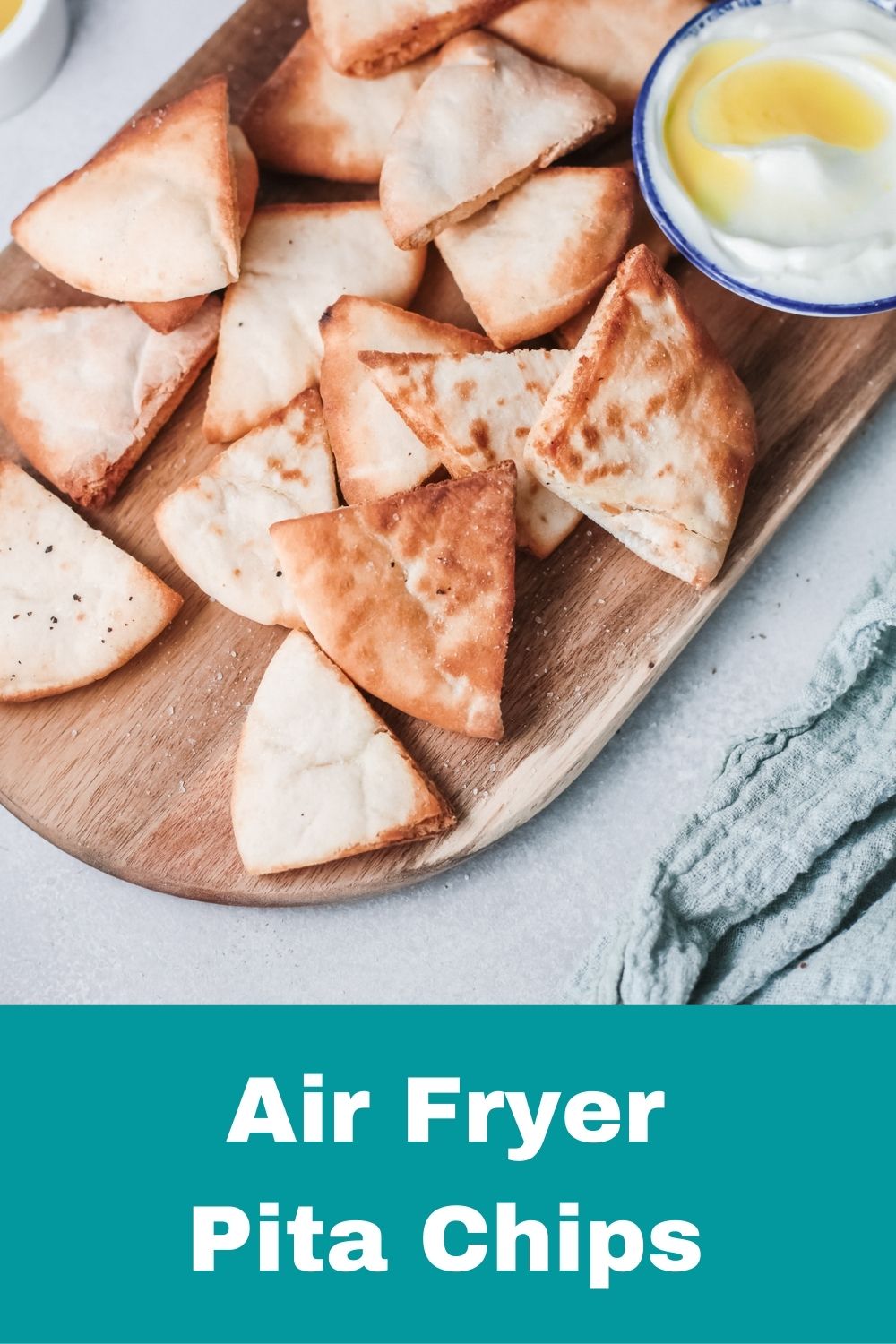 Air Fryer Pita Chips with logo.