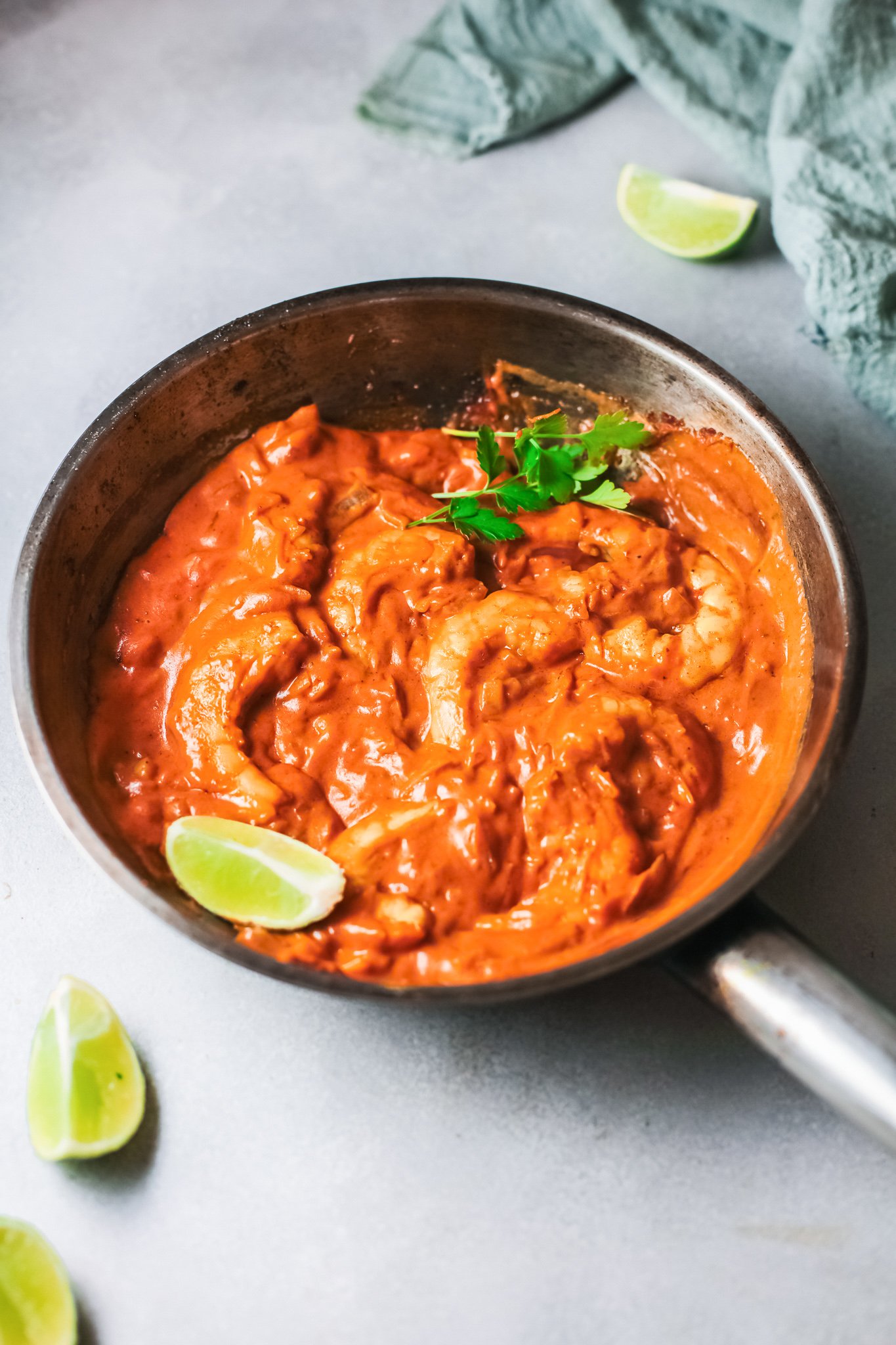 Easy Shrimp Curry Recipe shrimp in a skillet.