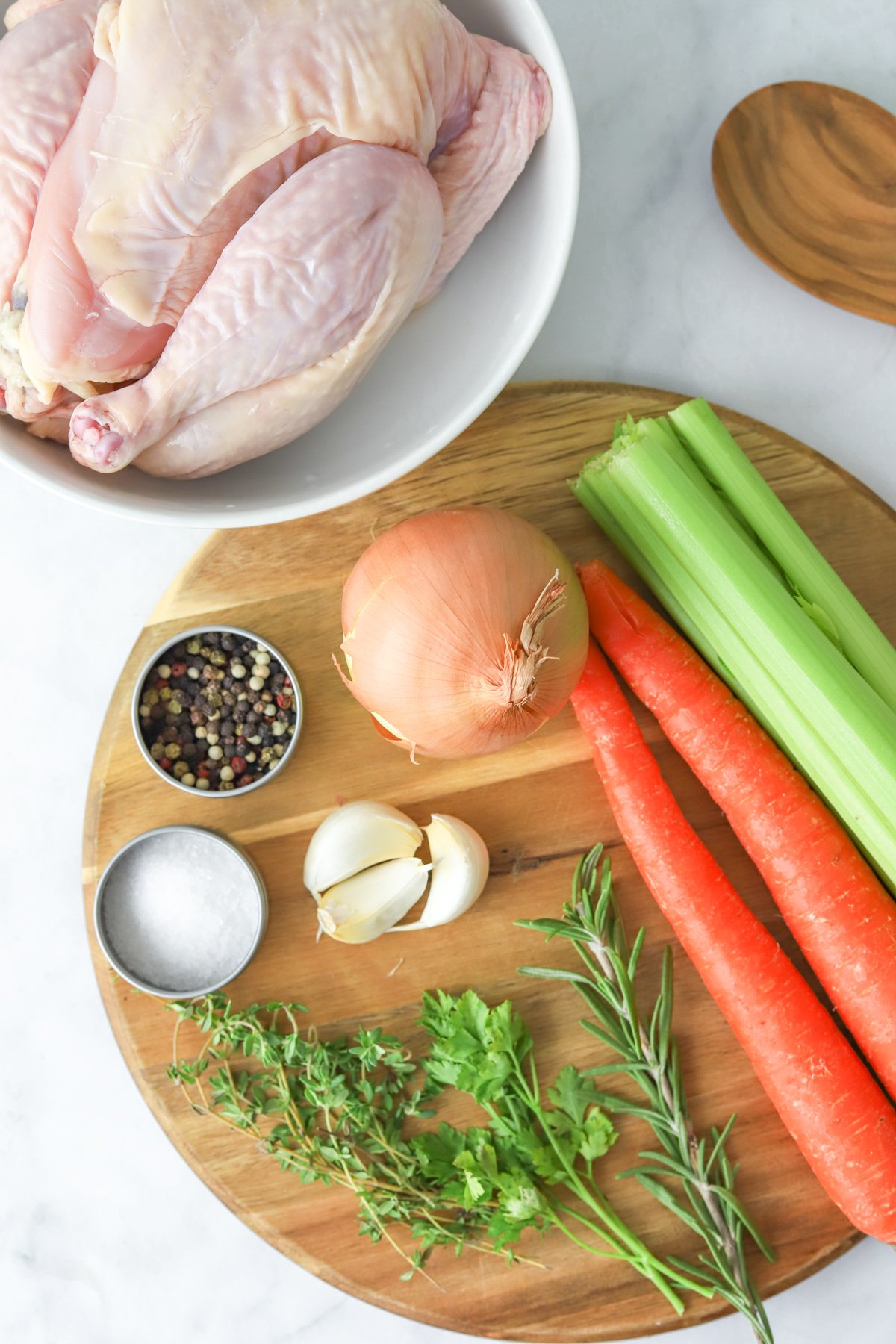 Homemade Chicken Broth ingredients. 
