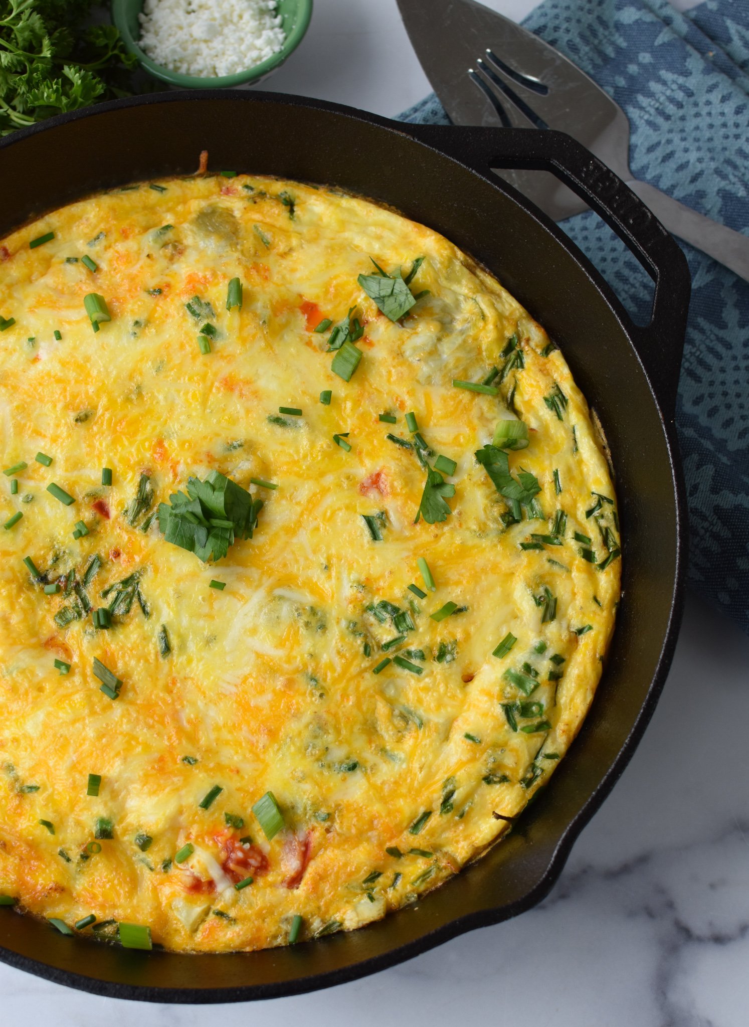 Mediterranean Vegetable Frittata Recipe with parsley. 