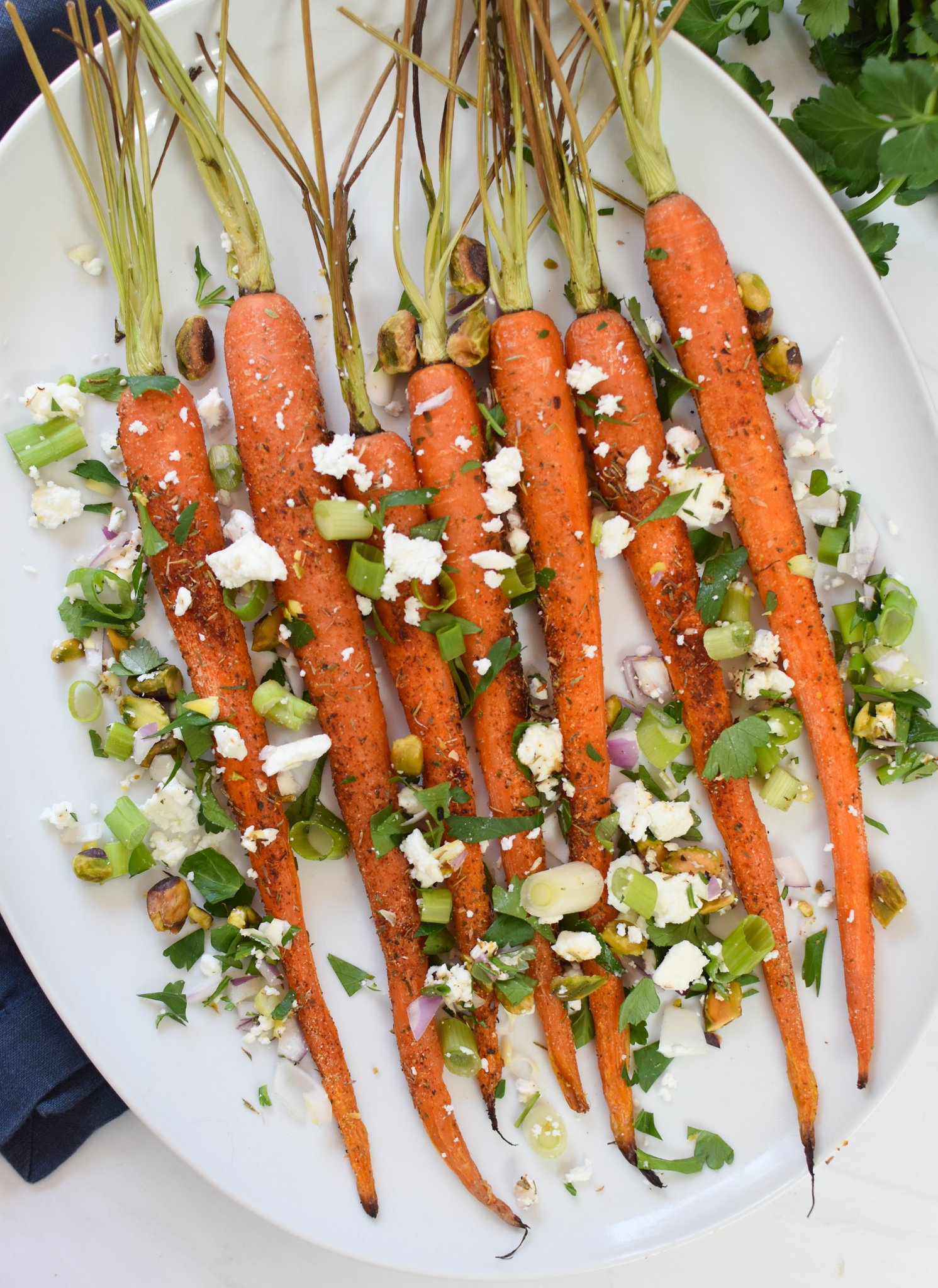 Air Fryer (or Oven) Roasted Carrots with Feta and Pistachios Flavour